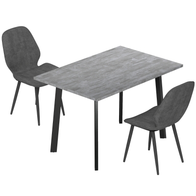 HOMCOM Dining Set Velvet Chairs Kitchen Table Dark Grey