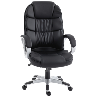 HOMCOM Sedia da Ufficio Girevole in Pelle PU con Dondolo, Nero