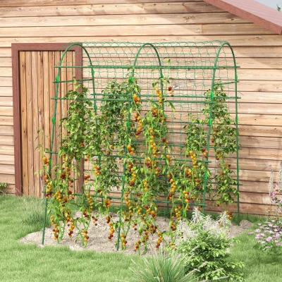 Outsunny Enrejado de Pepino 206 cm Enrejado de Jardín de Arco para Plantas Trepadoras al Aire Libre con Marco de Acero Verde