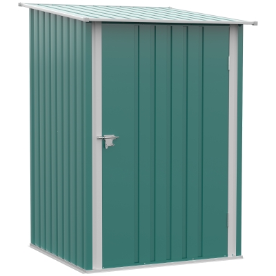 Outsunny Lean-To Steel Garden Shed with Locking Door Green