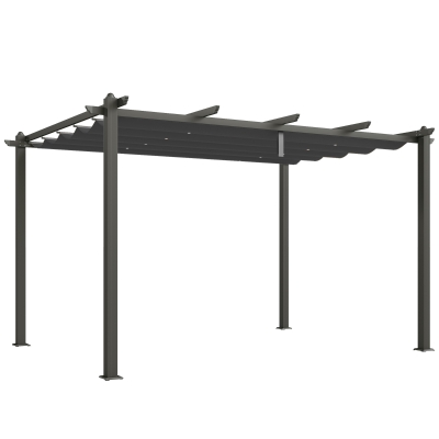 Outsunny Aluminium Pergola Retractable Roof 3x4m Dark Grey