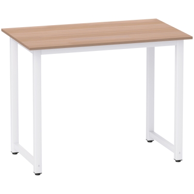 HOMCOM Computer Desk Metal Frame White 100x60x76cm
