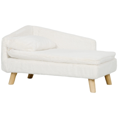 PawHut Canapé pour Chien 70cm Peluche Crème avec Coussin