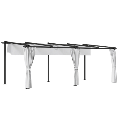 Outsunny Pergola Extérieur 3x6m Rétractable Gris UPF30+