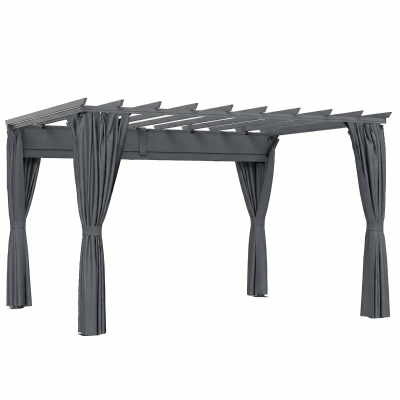 Outsunny Pergola ca. 3,6x3 m Garten Pavillon Terrassenüberdachung aus Aluminium Gartenpavillon mit verstellbares Dach Dunkelgrau