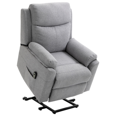 HOMCOM Poltrona Relax com Elevação, elétrica, função reclinável, controle remoto, molas ensacadas, até 120 kg, Cinza