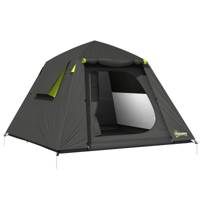 Outsunny Camping Tent 2-Person Waterproof 2-Door Grey & Green