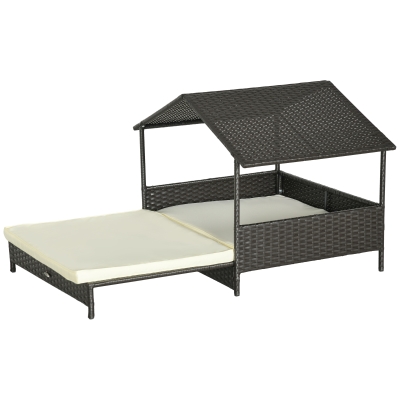 PawHut Elevated Dog Bed Rattan with Removable Cushion