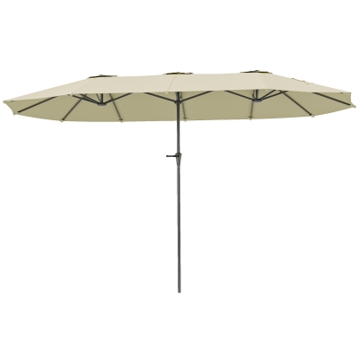 Outsunny Parasol Double 4x2,2m Crème UV30+ Imperméable