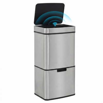 HOMCOM Poubelle Capteur 72L 3 Compartiments Automatique