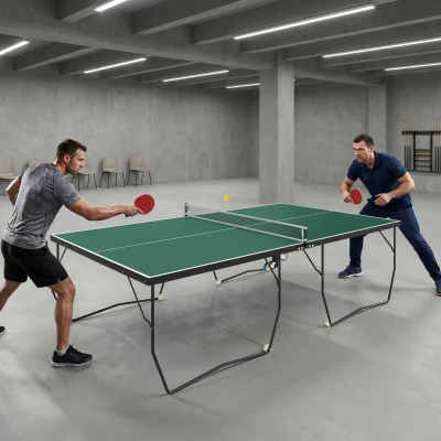 SPORTNOW 9FT Folding Table Tennis Ping Pong Table, Indoor Game Table w/ 8 Wheels, 2 Bats, 3 Balls for Indoor Use, Green