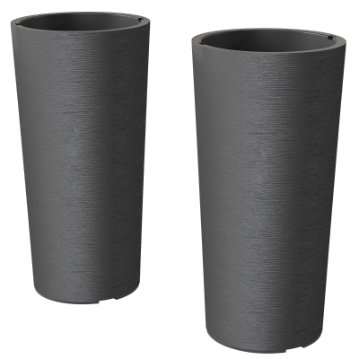 Outsunny 2er Set Blumentopf stapelbar Pflanzkübel mit Löcher 35x35 cm Pflanztöpfe Rund Dunkelgrau