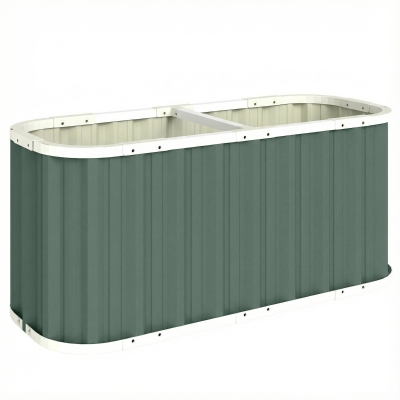 Outsunny Hochbeet Metall 136 x 53 x 61 cm Tief Gartenbeet mit Schutzkanten Pflanzenetiketten Handschuhe Offenem Boden