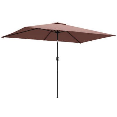 Outsunny Sonnenschirm 300 x 200 cm neigbar Balkonschirm mit Kurbel Schutzhülle Braun