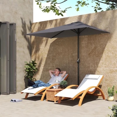 Outsunny Sombrilla Rectangular 230x130x245 cm Parasol para Pared Media Sombrilla con Manivela Protección UV 30+ Impermeable Gris