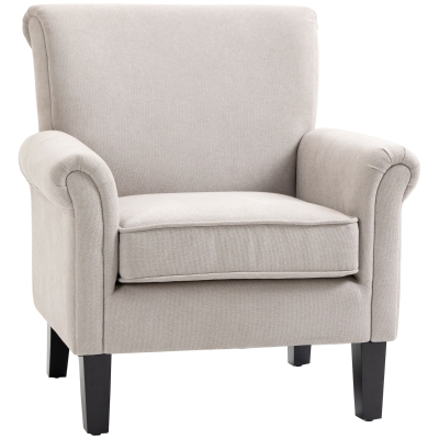 HOMCOM Butaca de Salón Tapizada en Tela Sillón Relax con Reposabrazos Asiento Extraíble para Dormitorio 79x78x87 cm Gris