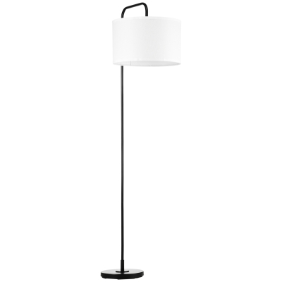 HOMCOM Stehlampe mit Fußschalter, Bodenlampe mit Stoffschirm, Stahl, Schwarz