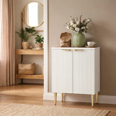 HOMCOM Buffet Cuisine Blanc 2 Portes Étagère Réglable 60x40x80 cm