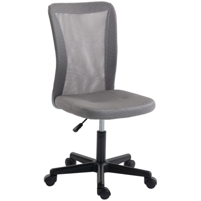 Vinsetto Mesh Office Chair Adjustable Swivel Armless Grey