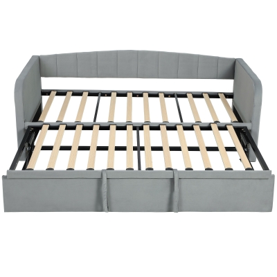 HOMCOM Letto Divano con Lettino Estraibile Matrimoniale Grigio