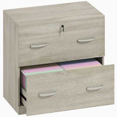 Vinsetto Cajonera de Escritorio con 2 Cajones con Guías para Carpetas Colgantes para A4 Cerradura y 2 Llaves 77x42x72 cm Natural