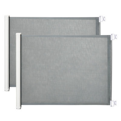 PawHut Barrières Animaux Rétractables Lot de 2 Acier Gris