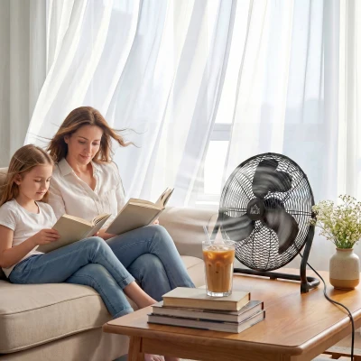HOMCOM Ventilator für den Schreibtisch, Klimaanlage, 4 Geschwindigkeiten, drehbar, Schwarz