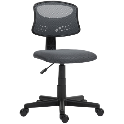 HOMCOM Silla de Oficina sin Brazos Silla de Escritorio Giratoria con Respaldo de Malla Transpirable Altura Ajustable Gris