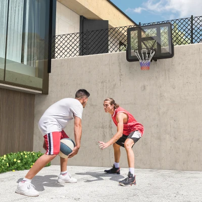SPORTNOW Canestro Basket Esterno a Parete 110x75 cm, Cerchio Ø45 cm