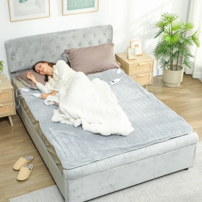 HOMCOM Electric Heated Blanket 5 Levels Timer Grey