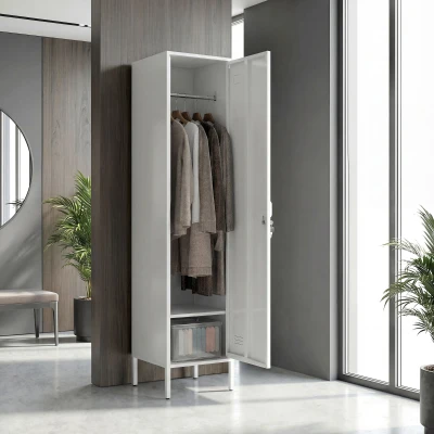 HOMCOM Armadio Metallico con Asta Appendiabiti 40x40x179cm Bianco