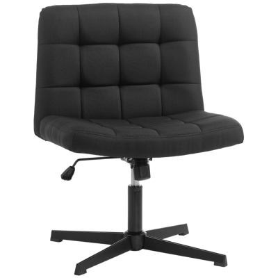HOMCOM Armless Office Chair Linen Wide Rocking Seat Black