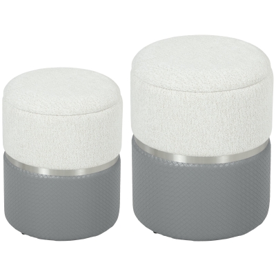 HOMCOM Nesting Ottoman Set with Storage Cream/Grey