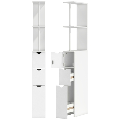 HOMCOM Slim Bathroom Storage Cabinet White with Drawers