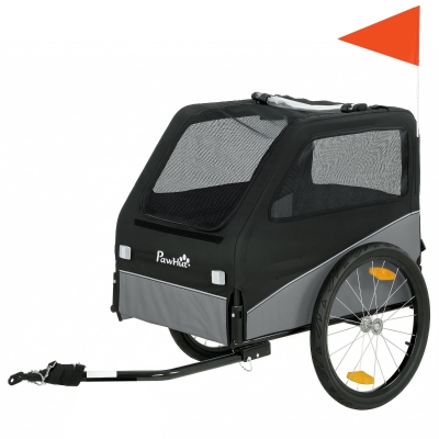 PawHut Rimorchio Bici per Cani Taglia Media Pieghevole, Grigio