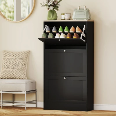 Shoe Cabinet 60W x 23.5D x 115Hcm Black