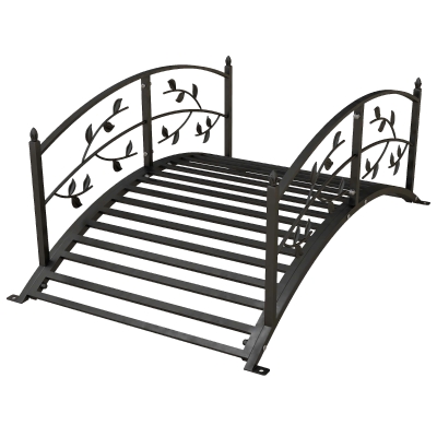 Outsunny Pont Jardin 119x67x47cm Motif Vigne Acier Noir