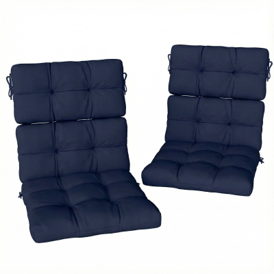 Outsunny 2-Piece Patio Chair Cushions Set with Ties Dark Blue