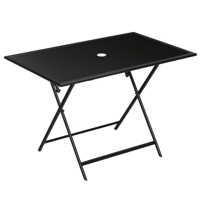 Outsunny Folding Outdoor Dining Table Glass Top 110x70cm