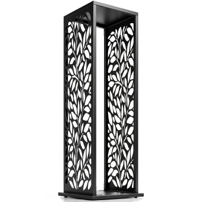 Outsunny aminholzregal 38 x 38 x 112cm erhöhtes Brennholzregal mit 4 Haken Dekorative Aussparungen bis 100 kg Stahl