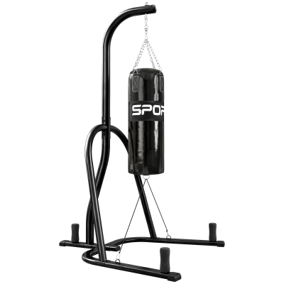 SPORTNOW Soporte para Saco de Boxeo Independiente con Saco Cuerda Elástica y Cadena 360° de Acero Negro