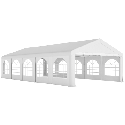 Outsunny Tente Barnum 5x10m UV40+ 10 Parois Amovibles Blanc