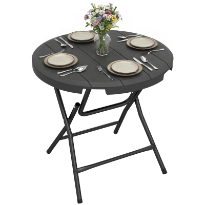 Outsunny Table Ronde Jardin Extérieur HDPE Acier 4 Pers