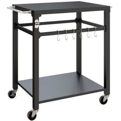 Outsunny Chariot Barbecue Noir avec Roulettes Verrouillables 90,5 cm