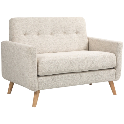 HOMCOM Sofá de 2 Plazas Moderno con Reposabrazos y Patas de Madera Carga 240 kg para Dormitorio Oficina 114x71x82 cm Beige
