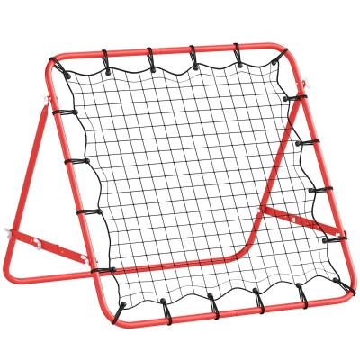 HOMCOM Rebounder für Fußball, 84 x 84 cm Fussball Rebounder mit stufenlos verstellbarem Winkel, Kickback Rückprallwand Fußballtor für Jugendliche Schuss-, Pass- und Ballannahmetraining Rot