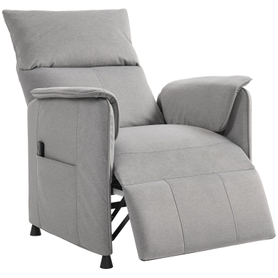 HOMCOM Sillón Reclinable con Motor sin Escobillas Reposapiés Tapizado Resistente y Bolsillos Laterales 80x83x104 cm Gris