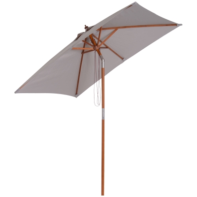Outsunny Sonnenschirm 200 x 150 x 235 cm Knickbarer Gartenschirm 3-stufig einstellbar rechteckig Strandschirm wasserabweisend und UV-beständig für Strand Balkon Terrasse Garten Grau