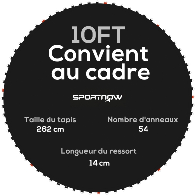 SPORTNOW Tapis Trampoline Ø3m Ressorts 14cm Remplacement