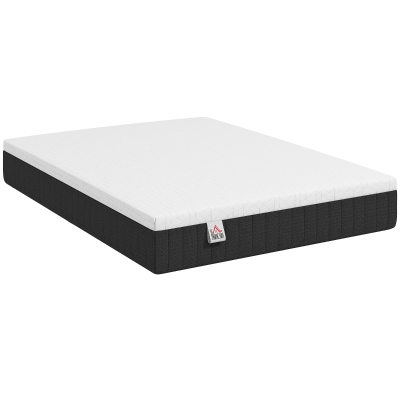 HOMCOM Colchón 190x135 cm Grosor 25 cm Colchón Viscoelástico de Muelles Ensacados de 7 Zonas Firmeza Media Funda Lavable